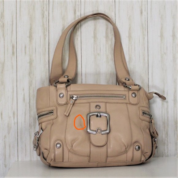 B. Makowsky Beige Leather Satchel/Shoulder Bag - Picture 12 of 12